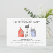 Waterverf Nieuw Huis Warming Party Kaart (Staand voorkant)