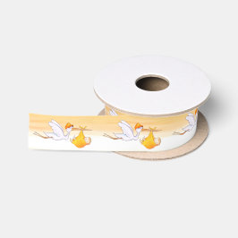 Waterverf nieuwe baby oranje baby shower satijnen lint
