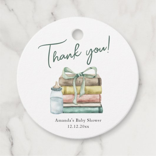 Waterverf Nieuwe Hoofdstuk Baby shower Dank u Bedankjes Labels (Voorkant)