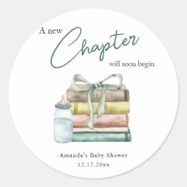Waterverf Nieuwe Hoofdstuk Baby Shower Ronde Sticker
