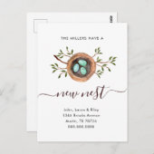 Waterverf Nieuwe nestwijziging adresverplaatsing Briefkaart (Voorkant / Achterkant)