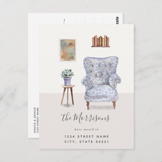 Waterverf Nieuwe thuiswijziging van adres Briefkaart (Voorkant / Achterkant)