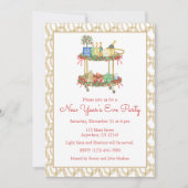 Waterverf Nieuwjaar Champagne Bar Winkelwagen Part Kaart (Voorkant)