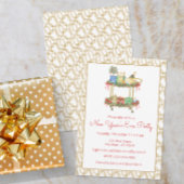 Waterverf Nieuwjaar Champagne Bar Winkelwagen Part Kaart