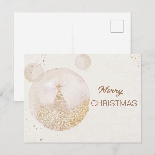 Waterverf nieuwjaarspastel elegantie feestdagenkaart (Voorkant / Achterkant)