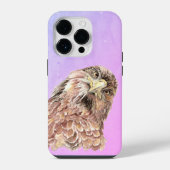 Waterverf nieuwsgierig Judgmental Hawk Funny Bird  iPhone Hoesje (Achterkant)
