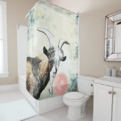 Waterverf Nigeriaanse geit blaast Bubblegum Douchegordijn (In situ)