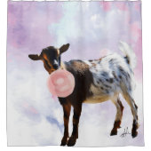 Waterverf Nigerian Dwarf Goat Bubblegum Bubble Douchegordijn (Voorkant)