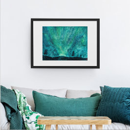 Waterverf Night Aurora Borealis Poster