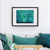 Waterverf Night Aurora Borealis Poster