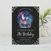 Waterverf Night Fantasy Fountain 21st Birthday Kaart (Staand voorkant)