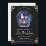 Waterverf Night Fantasy Fountain 21st Birthday Kaart<br><div class="desc">Prachtige Waterverf mooie schilderachtig nachtelijke fantasiefontein met maan en bloemen in blauwe,  groene en paarse kleuren en  hoeken</div>