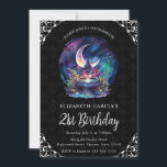 Waterverf Night Fantasy Fountain 21st Birthday Kaart<br><div class="desc">Prachtige Waterverf mooie schilderachtig nachtelijke fantasiefontein met maan en bloemen in blauwe,  groene en paarse kleuren en  hoeken</div>
