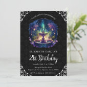 Waterverf Night Fantasy Fountain 21st Birthday Kaart (Staand voorkant)