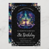Waterverf Night Fantasy Fountain 21st Birthday Kaart (Voorkant / Achterkant)
