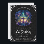 Waterverf Night Fantasy Fountain 21st Birthday Kaart<br><div class="desc">Prachtige Waterverf mooie schilderachtig nachtelijke fantasie-fontein met maan en bloemen en  hoeken</div>