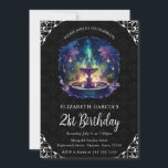 Waterverf Night Fantasy Fountain 21st Birthday Kaart<br><div class="desc">Prachtige Waterverf mooie schilderachtig nachtelijke fantasie-fontein met maan en bloemen en  hoeken</div>