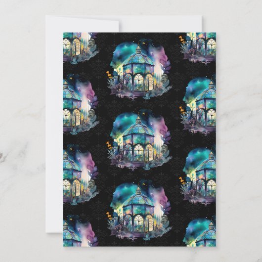 Waterverf Night Fantasy Pavilion 21st Birthday Kaart (Achterkant)