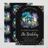 Waterverf Night Fantasy Pavilion 21st Birthday Kaart (Voorkant / Achterkant)