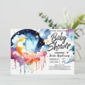 Waterverf Night Sky Baby shower Kaart (Staand voorkant)