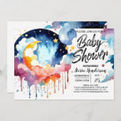 Waterverf Night Sky Baby shower Kaart (Voorkant / Achterkant)