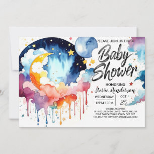 Waterverf Night Sky Baby shower Kaart