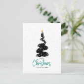 Waterverf Night Sky Kerstboom, sterren en sneeuw Briefkaart (Staand voorkant)