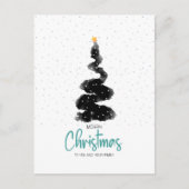 Waterverf Night Sky Kerstboom, sterren en sneeuw Briefkaart (Voorkant)