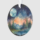 Waterverf Nightsky in het bos met Volle Maan Ornament (voorkant)