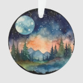 Waterverf Nightsky in het bos met Volle Maan Ornament (voorkant)