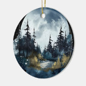 Waterverf Nightsky Uitzicht met grote maan Keramisch Ornament (Links)