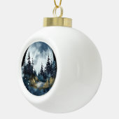 Waterverf Nightsky Uitzicht met grote maan Keramische Bal Ornament (Rechts)