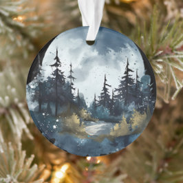 Waterverf Nightsky Uitzicht met grote maan Ornament