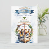 Waterverf Noah's Ark Safari Wood Kruisdoop Kaart (Staand voorkant)