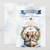 Waterverf Noah's Ark Safari Wood Kruisdoop Kaart (Voorkant / Achterkant)