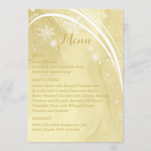 Waterverf Noelle Gold met Snow Wedding Menu (Voorkant)