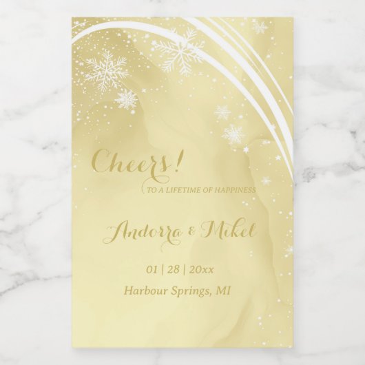 Waterverf Noelle Gold Mini Wijn Etiket (Enkel label)