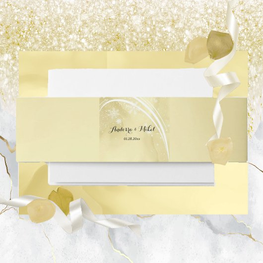 Waterverf Noelle Wedding Invitation Belly Band Uitnodigingen Wikkel