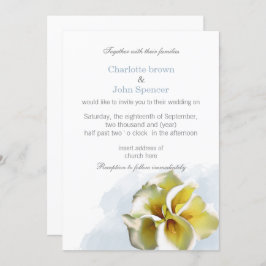 Waterverf noemt "lilies Floral Invitations" Kaart