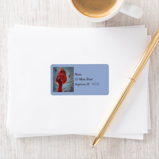 Waterverf Noordelijke Kardinaal Rode Bird Etiket (Insitu)