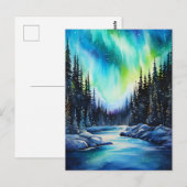Waterverf noorderlicht aurora borealis briefkaart (Voorkant / Achterkant)