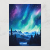 Waterverf noorderlicht aurora borealis briefkaart (Voorkant)