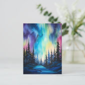 Waterverf noorderlicht aurora borealis briefkaart (Staand voorkant)