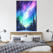 Waterverf noorderlicht aurora borealis canvas afdruk (Insitu (Slaapkamer))