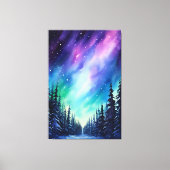 Waterverf noorderlicht aurora borealis canvas afdruk (Voorkant)