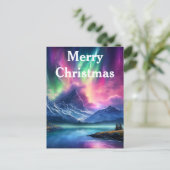 Waterverf noorderlicht aurora borealis feestdagenkaart (Staand voorkant)