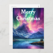 Waterverf noorderlicht aurora borealis feestdagenkaart (Voorkant / Achterkant)