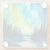 Waterverf noorderlicht aurora borealis glazen onderzetter (Achterkant)