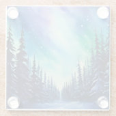 Waterverf noorderlicht aurora borealis glazen onderzetter (Achterkant)