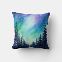 Waterverf Noorderlicht aurora borealis